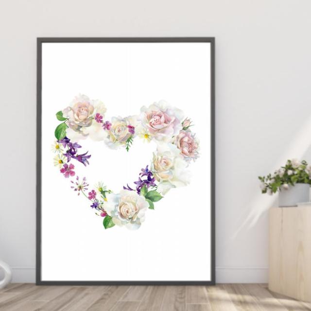 メール便送料無料 ポスター 淡い花のハート イラスト 壁飾り ヨーロッパ サーフィン 巣ごもり生活 おうち時間 部屋 模様替え 写の通販はau Pay マーケット 赤い屋根ワークス