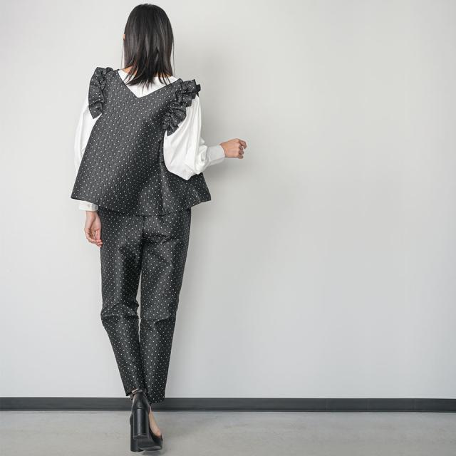 冬新作 ドットセットアップ  上下セット トップス パンツ M  セット レディース 卒業式 入学式  秋冬 ミリアンデニ ネコポス対応 s191091 冬新作 ドットセットアップ 上下セット トップス パンツ M セット