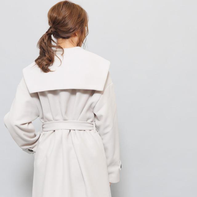 冬新作 ニットモッサセーラーカラーコート セーラーカラーフェイク