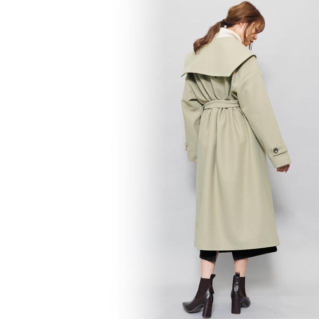 冬新作 ニットモッサセーラーカラーコート セーラーカラーフェイク