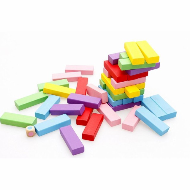 木製 ジェンガ 6色 54ピース 知育玩具 子供 大人 おもちゃ 積み木 ドミノ ブロックとしても遊べる アンバランスの通販はau Pay マーケット バイモア