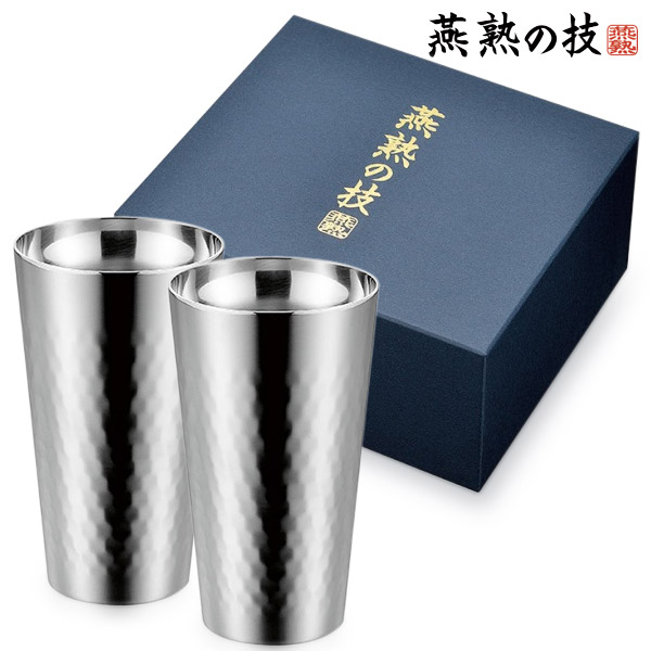 送料無料 燕熟の技 チタン二重タンブラー240ml 2P ミラー仕上げ/EJA-3000/タンブラー 食器 ステンレス カップ コップ グラス 日本製 国産 ビアタンブラー ギフト 贈り物 よこやま