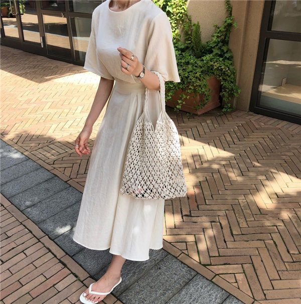 送料無料 ワンピース レディース フレアワンピース 半袖 五分袖 Aライン ロング ミモレ丈 膝下丈 麻 リネン マキシワンピース チュニックの通販はau Pay マーケット Denny Honey