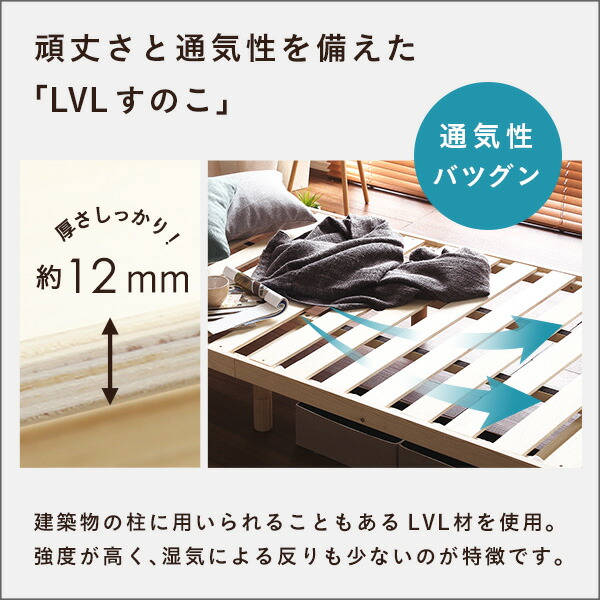 北欧インテリア 天然木すのこベッド シングルヒュッゲ-Hygge-代引不可_5