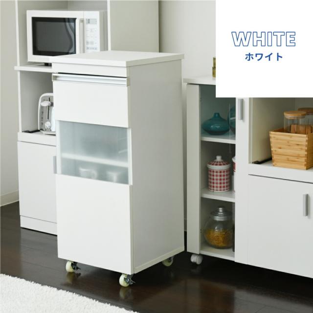 キッチン 隙間収納 ラック キャビネット 幅40 高さ90 奥行40 スリム 食器棚 4段 ロータイプ キャスター コンパクト ガラス 扉付き 隙間ラック ワゴン 【代引不可】_12