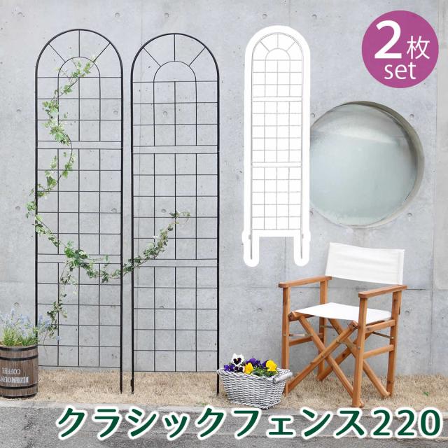 クラシックフェンス220 ハイタイプ 2枚組 フェンス アイアン ガーデンフェンス ガーデニング 枠 柵 仕切り 目隠し 境目 クラシカル アンティーク トレリス ベランダ つる 薔薇 バラ 朝顔 園芸 ラティス つるバラ 庭誘引 屋外 【代引不可】
