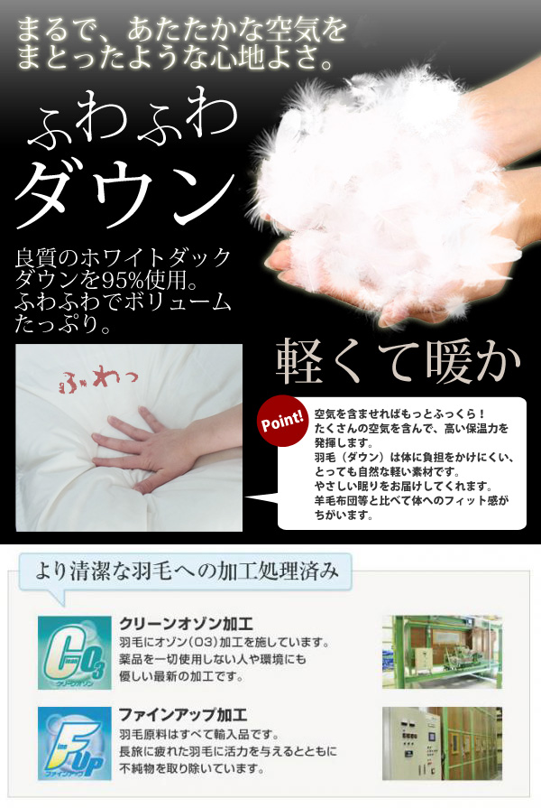 羽毛布団 A756QZ クイーン 日本製 羽毛ふとん ホワイトダックダウン95% アレルGプラス加工 羽毛掛布団 秋 冬 新生活 母の日_2