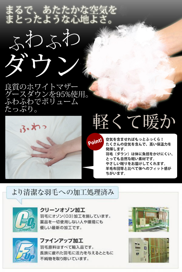 羽毛布団 A759SZ シングル 日本製 羽毛ふとん ホワイトマザーグースダウン95% アレルGプラス加工 羽毛掛布団 秋 冬 新生活 母の日_2