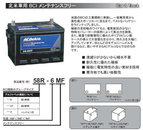 79-6MF 車用バッテリー ACDelco ACデルコバッテリー 米国車用MFバッテリー メンテナンスフリー シボレー キャデラック  外車の通販はau PAY マーケット - 壱番館STORE au PAY マーケット店 | au PAY マーケット－通販サイト