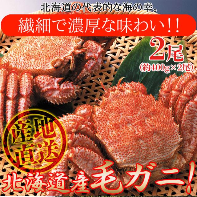 毛がに 400g×2尾 北海道産ボイル毛ガニ 400g×2尾 茹でたて 濃厚 味わい 北海道産 国産 日本産 蟹 カニ かに 海鮮 海の幸 魚介_1