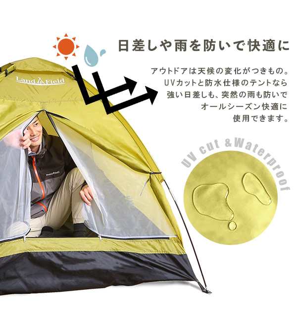 テント 一人用 二人用 200cm 防水 UVカット トップシート付属