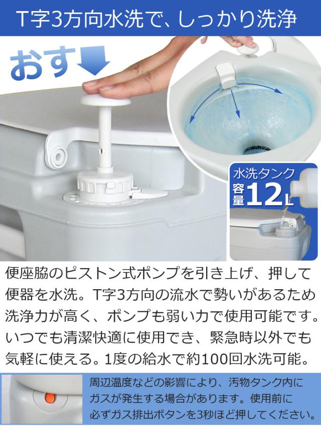 ポータブルトイレ ポータブル水洗トイレ 21L トイレ介護 水洗式 トイレ タンク取り外しタイプ 洋式 介護用トイレ 携帯トイレ 簡易トイレ 水洗トイレ 非常用トイレ 災害用トイレ 携帯トイレ 防災グッズ アウトドア 介護 防災 車中泊 SunRuck サンルック_4