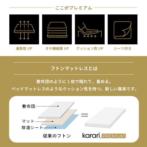 敷き布団 敷布団 ダブル フトンマットレスという、睡眠革命。 karari PREMIUM カラリプレミアム ダブル D_2