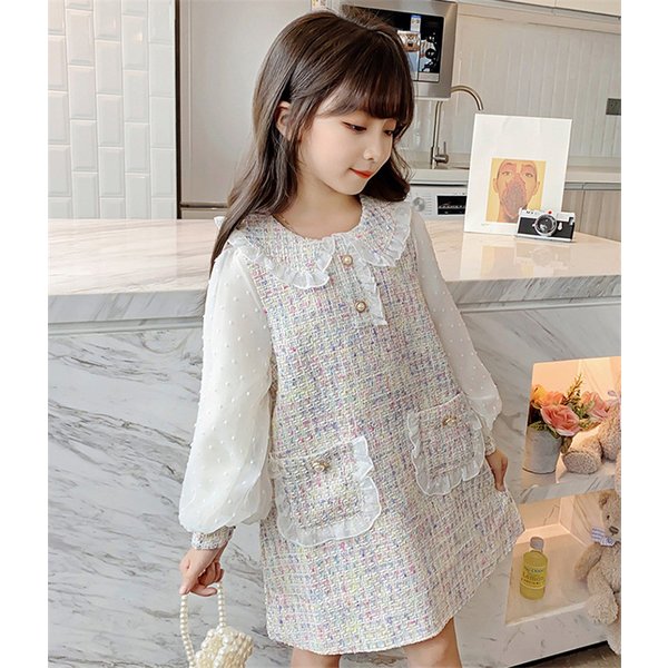 ワンピース キッズ 長袖 子供服 女の子 春秋 キッズワンピース 長袖ワンピース 折り襟 チェック柄 子供ドレス お姫様 ジュニア おしゃれ の通販はau Pay マーケット Sun Day