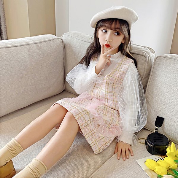 ワンピース キッズ 長袖 子供服 女の子 春秋 キッズワンピース 長袖ワンピース チェック柄 子供ドレス お姫様 ジュニア おしゃれ 可愛い の通販はau Pay マーケット Sun Day