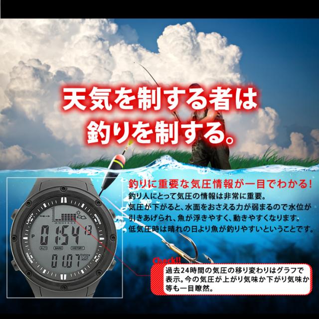 爆釣タイムをお知らせ 腕時計 メンズ フィッシングタイマー搭載 デジタルウォッチ 高度計 気圧計 温度計 海釣り バス釣り 夜釣り ラドの通販はau Pay マーケット E Mix