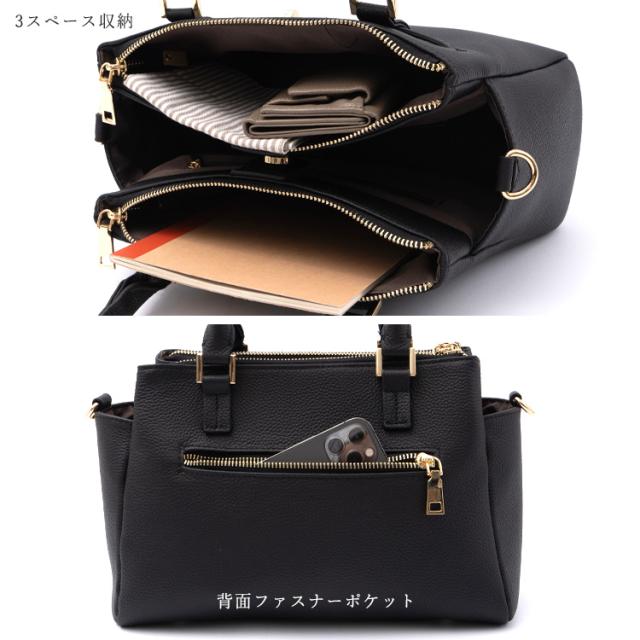 ハンドバッグ 小さめ レディース 本革 斜め掛け a5 3スペース収納 2way