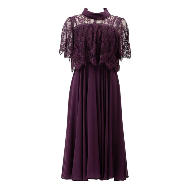 結婚式 ワンピース ミモレ丈 半袖 パーティードレス フォーマルドレス