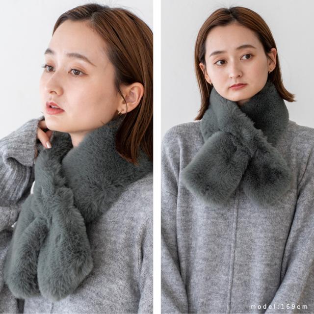 極美品✨ポールスミス エコファーティペット マフラーショール ネイビー グレー 極美品✨ポールスミス エコファーティペット マフラーショール