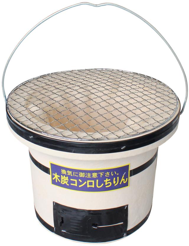 焼き鳥 炭火焼き網 焼き網つき 本格珪藻土 丸型七輪 OF7RO 9号 丸27cm