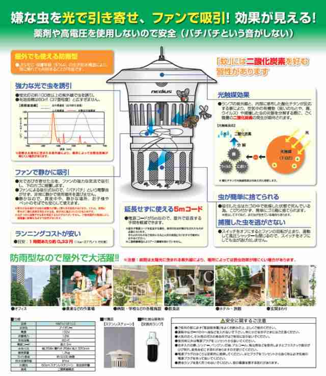 スイデン nedius 吸引式捕虫器 [防雨型] NMT-15B1LG(666906) コロナ