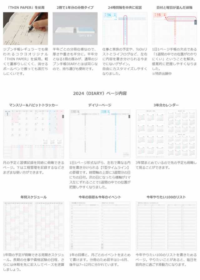 コクヨ ジブン手帳 2024ダイアリーA5スリム