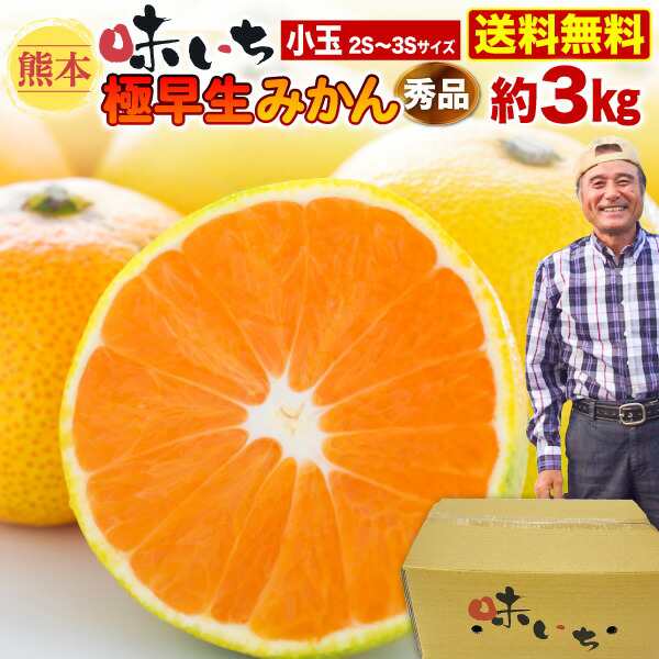 3kg　コク甘　マーケット　味いちみかん　マーケット－通販サイト　秀品　熊本県産　極早生小蜜柑　送料無の通販はau　濃厚　PAY　くいしんぼうグルメ便　糖度12度以上　2S〜3Sサイズ　au　極早生温州みかん　PAY　みかん　早期予約開始！