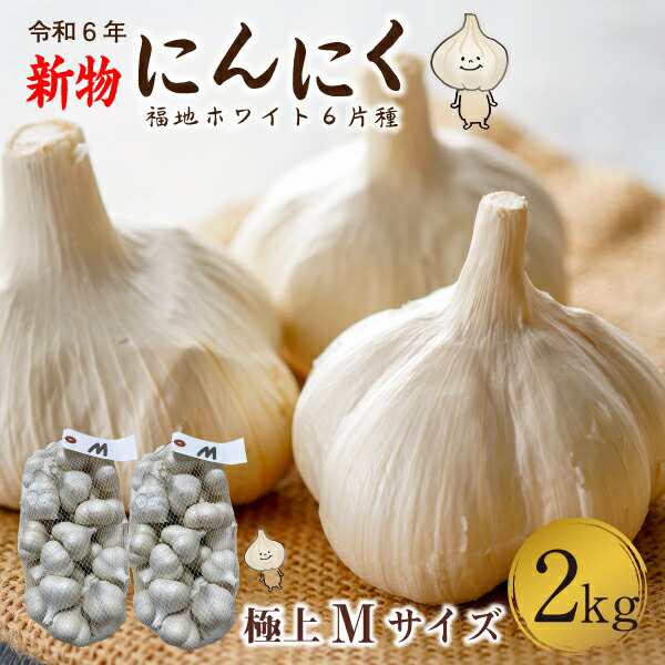 青森 にんにく2kg Mサイズ 約40玉 福地ホワイト6片 国産 ニンニク 新物