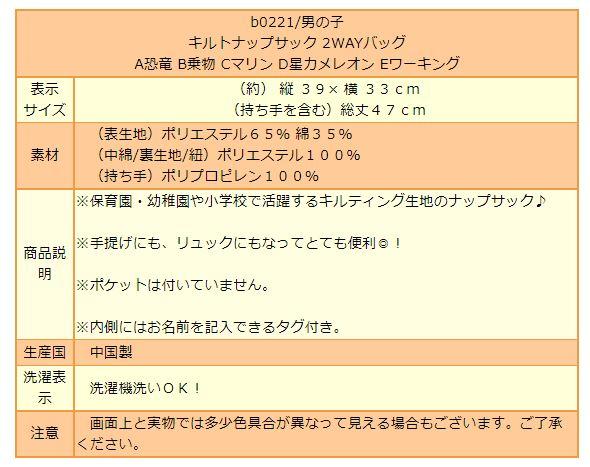 男の子 キルトナップサック 2wayバッグ A恐竜 B乗物 Cマリン D星カメレオン Eワーキング B0221 子供 男の子 キッズ ジュニア キルトの通販はau Pay マーケット すまいるまこ店