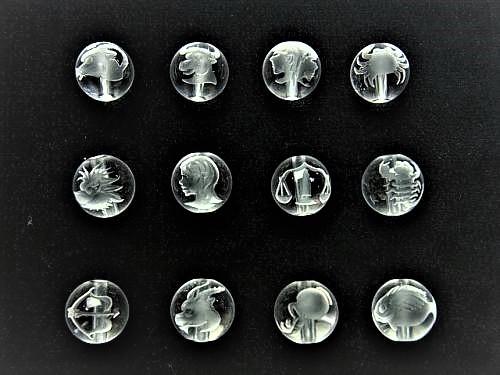 水晶AAA 12星座彫刻入りセット 10mm 送料無料 天然石 パワーストーン