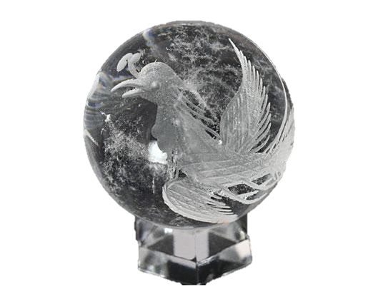 【彫刻置物】 丸玉 水晶30mm （素彫り） 鳳凰 天然石 パワーストーン プチギフト 転勤 退職 お礼 母の日 敬老の日 ギフト