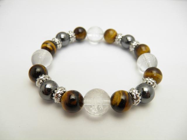 天然石 四神獣ブレスレット タイガーアイ＆四神獣水晶＆ヘマタイト パワーストーン 四神相応数珠ブレスレット バラ売り メンズ レディース 四神獣パワーストーン パワーストーン四神獣 パワーストーンの通販は