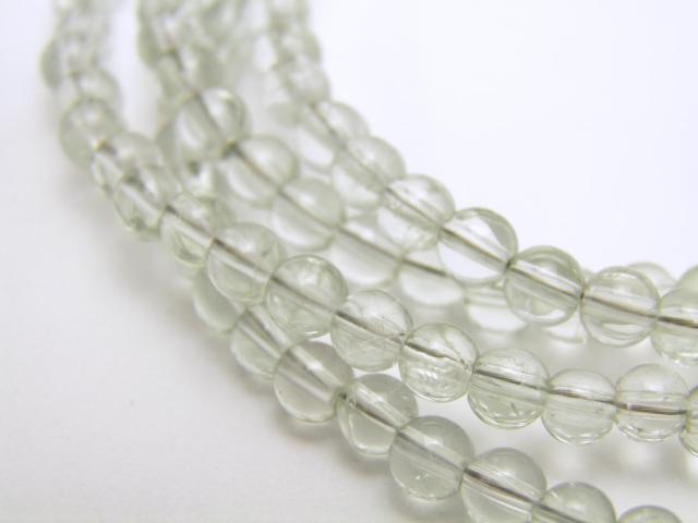 天然石 グリーンアメジスト 4mm玉 金 丸玉 メガネチェーン