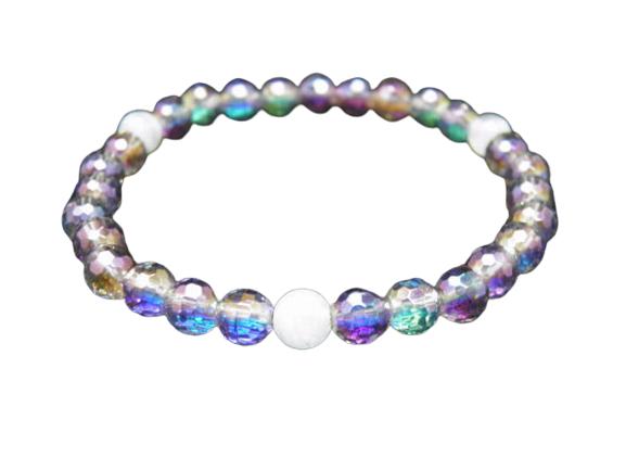 【6mm_Simple_3´sブレスレット】 6mm アクアオーラ アクアマリン3ポイント 風水 パワーストーン