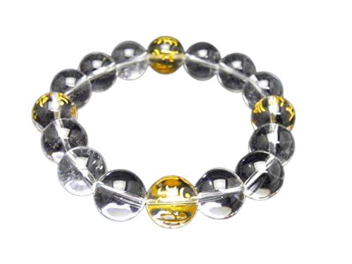 14mm 金塗り 梵字 全周彫り パワーブレスレット 送料無料 天然石 パワーストーンの通販は 8,052円