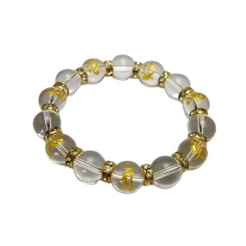 7種の梵字入り 梵字 水晶金彫り数珠 水晶 ブレスレット 天然石 パワーストーンの通販は