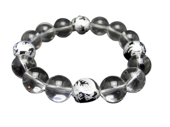 銀彫龍オニキス 彫刻 14mm 水晶 ブレスレット 天然石 パワーストーン 8,380円