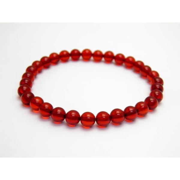 4A ルビーレッドアンバー【天然琥珀バルト海産】ブレスレット 6-6.5mm珠前後 パワーストーンの通販は