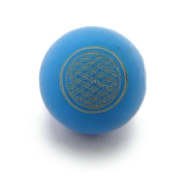 フラワーオブライフ ターコイズ（縞なし） 彫刻ビーズ（素彫り）12mm 