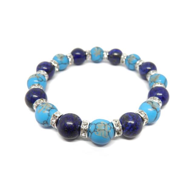 八大梵字 ターコイズ（素彫り）12mm ブレスレット ラピスラズリ 天然石 パワーストーン プチギフト 転勤 退職 お礼 母の日 敬老の日 ギフト