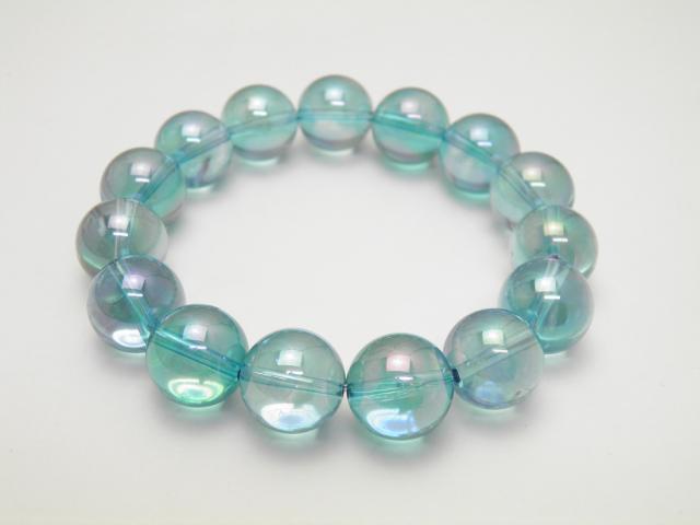 アクアオーラ 14mm シンプルブレスレット 大玉 1本売り 天然石 パワーストーン アクアオーラ 14mm シンプルブレスレット 大玉 1本売り 天然石