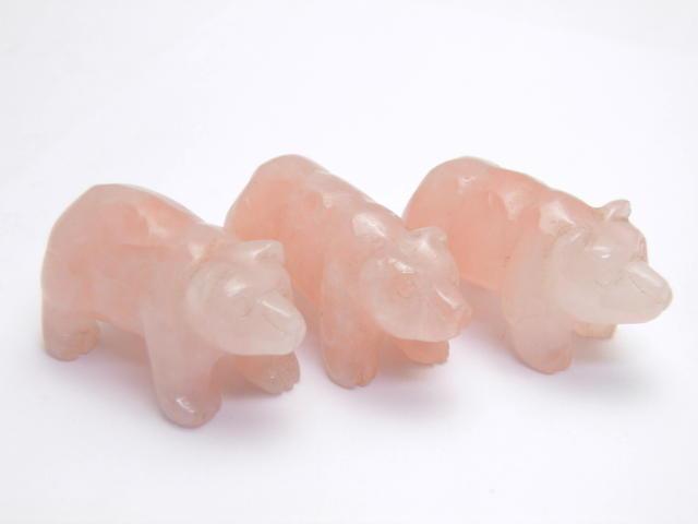 【彫刻置物】熊 ローズクォーツ 1個売り 天然石 パワーストーン プチギフト 転勤 退職 お礼 母の日 敬老の日 ギフト