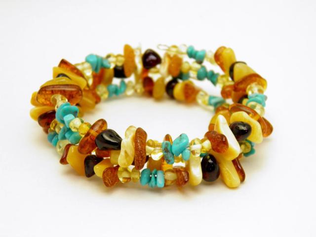 ☆天然☆ バルト海産　天然アンバー 琥珀 ブレスレットフリーサイズ 2点 美品 ☆天然☆ バルト海産 天然アンバー 琥珀 ブレスレット