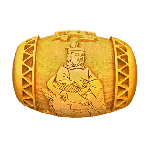 【浮彫】 菅原道真 横穴 柘植玉 約20×30mm 【穴あり一粒売りビーズ】