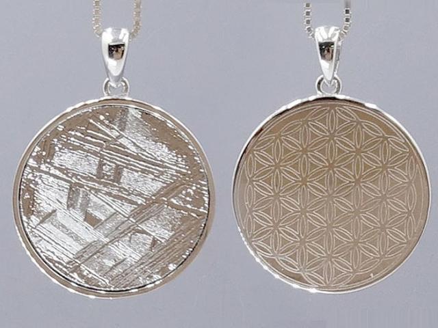 ギベオン隕石 シルバーPT ネックレス サークル型 Sサイズ フラワーオブライフ 20mm 送料無料 天然石 パワーストーン