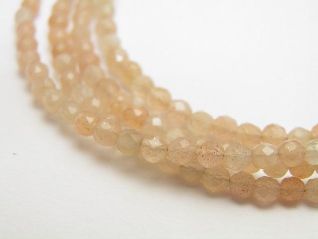 オレンジムーンストーン 32面カット 3mm メガネチェーン 置き忘れ防止