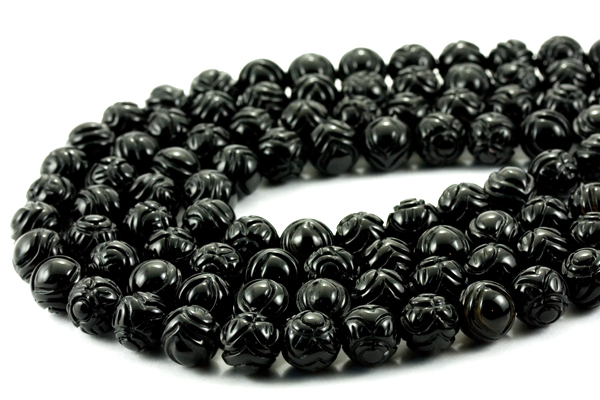 【カットビーズ】オニキス 佛眼 10mm ブラジル産 一連 天然石 パワーストーン