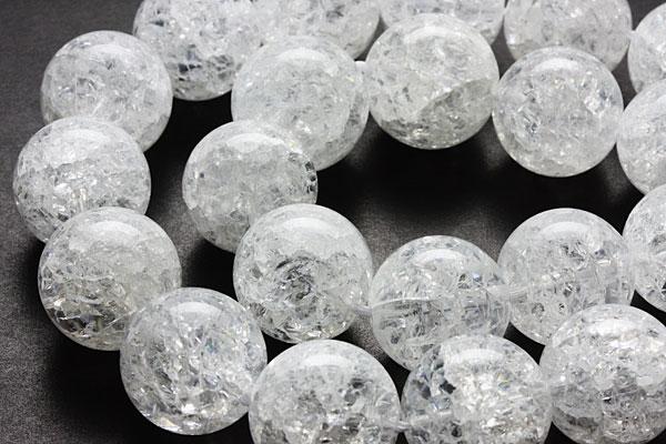 爆裂水晶（クラッククリスタル）16mm玉 一連 天然石 パワーストーン