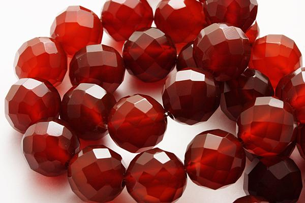 レッドメノウ（赤メノウ） 64面カット 12mm 一連 風水 パワーストーン