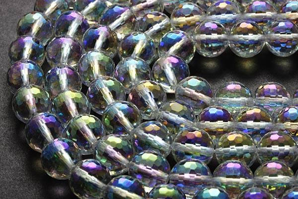 【カットビーズ】オーロラクォーツ 128面カット 10mm 一連 風水 パワーストーンの通販は